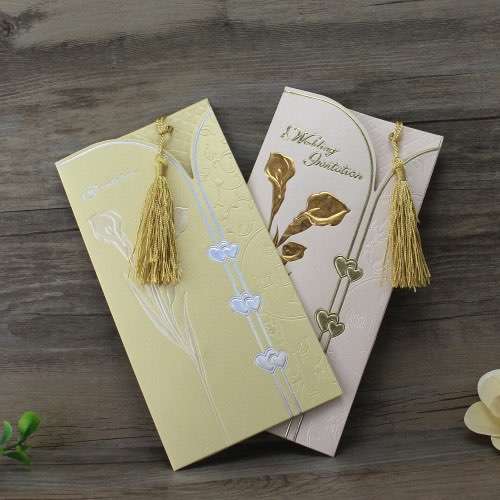 Cheap Invitation Card Beautiful Card with Tassel Embossing Invitation 